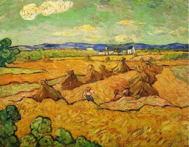 Vincent Van Gogh Wheatfield with sheaves and reapers china oil painting image